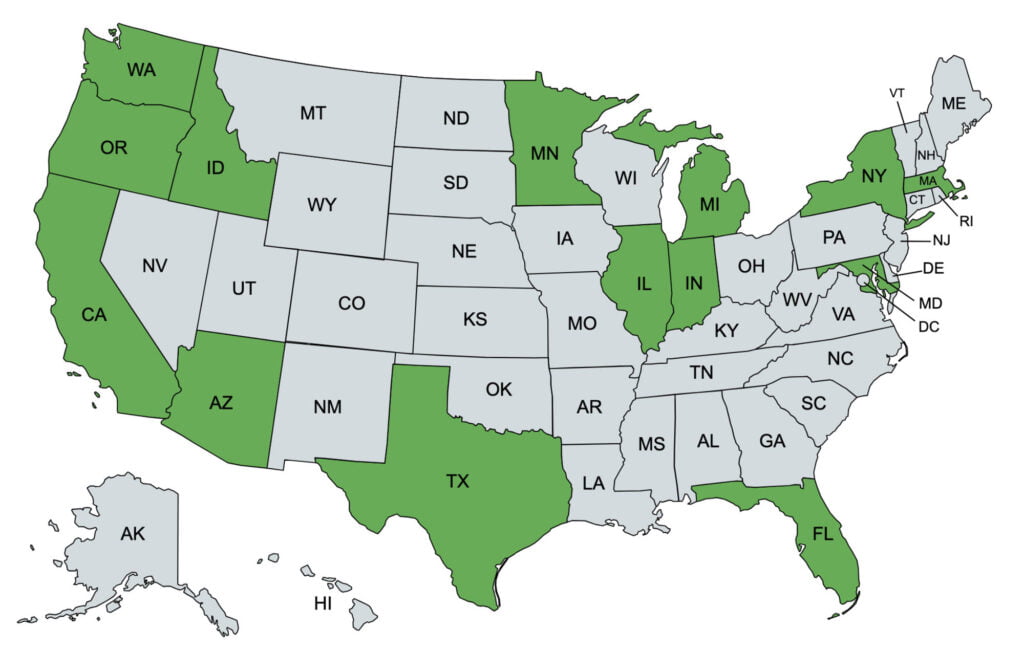 States I have relocated clients to and from.